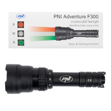 PNI Adventure F300 LED flashlight in 3 colors, white, red, green, distance 500 m, luminous flux 540 lm, 18650 3000mAh ba