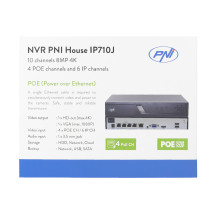 NVR POE PNI House IP710J, 10 channels 4K 8MP, 4 channels POE and 6 channels IP with switch PNI POE or normal H.265