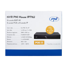 NVR POE PNI House IP716J 16 channels 4K 8MP, 8 POE channels and 8 IP channels with PNI POE switch or normal H.265