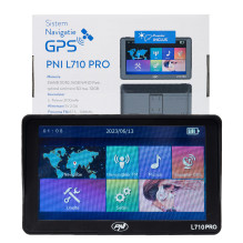 PNI L710 PRO GPS navigation system with sun visor, 7 inch, 800 MHz, 256MB DDR, 16GB internal memory, FM transmitter, wit