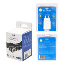 PNI Adventure F75 frontal flashlight package with LED 6W, 600 lm, made of aluminum, with battery and PNI CHG300 power su