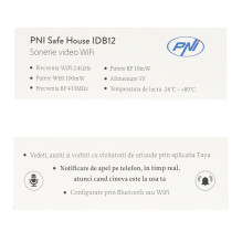 PNI Safe House IDB12 video doorbell, WiFi, night vision, IP54, built-in battery, control from the Tuya app PNI Safe House IDB12 video doorbell, WiFi, night vision, IP54, built-in battery, control from the Tuya app