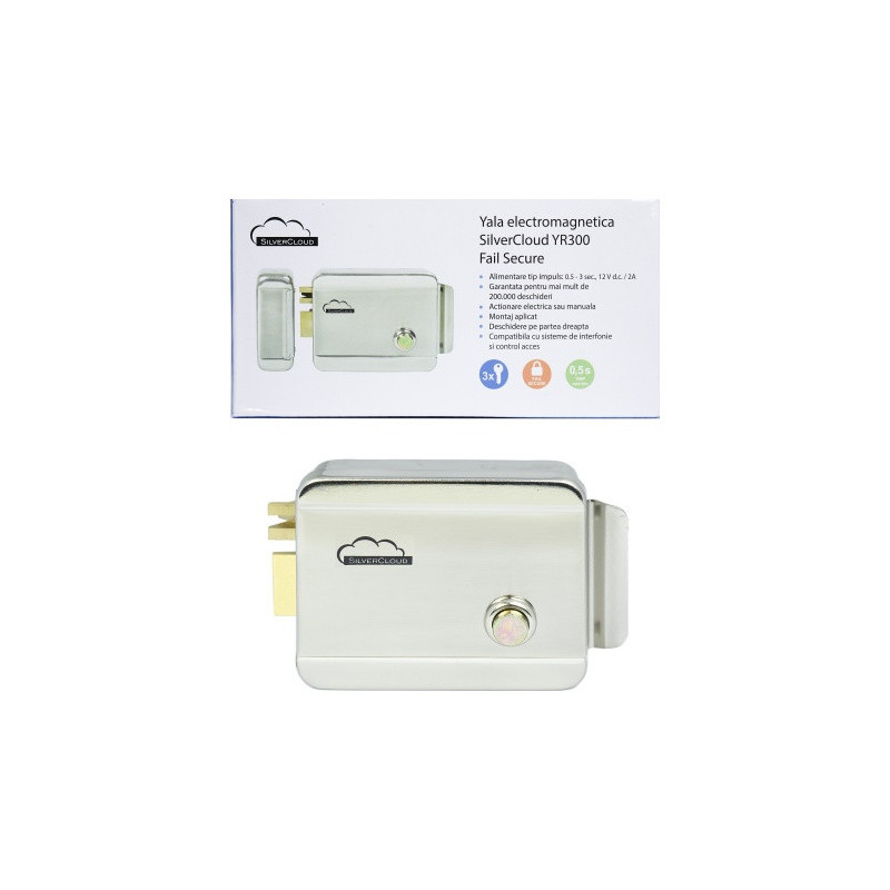 Electromagnetic lock SilverCloud YL300 with hub, / Right side opening, 12V, Fail Secure NO