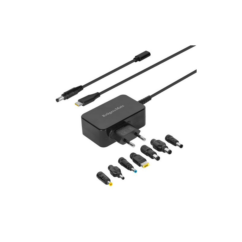 Universal USB-C adapter for computer 65W with Power Delivery, 5-20V, 7 plugs