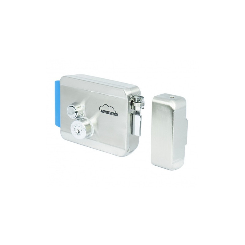 YE910 electromagnetic lock, 12V, stainless steel, with double center and button, Fail Secure NC