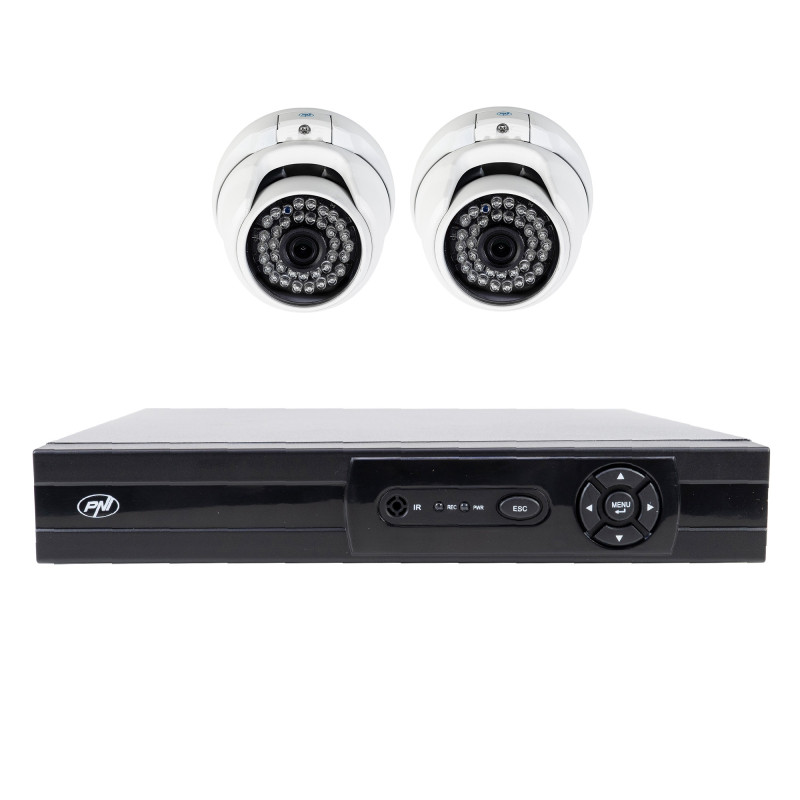 AHD video surveillance package PNI House AHD880, 8 channels, 5MP - DVR / NVR and 2 outdoor cameras AHD25, 5MP, dome, IP6