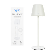 PNI LT04W table lamp with LED 2.5W, battery 1200 mAh, charging via USB-C, 150 lumens, warm white light 3000K, color Whit PNI LT04W table lamp with LED 2.5W, battery 1200 mAh, charging via USB-C, 150 lumens, warm white light 3000K, color Whit