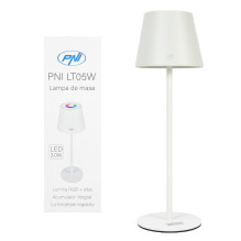 PNI LT05W RGB 3W table lamp, with battery, USB charging, White color PNI LT05W RGB 3W table lamp, with battery, USB charging, White color