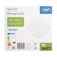 LED spotlight PNI D-Light CL2518 18W, recessed, round 22 cm, 6400K, 230V power supply, 1980 lm, cold white