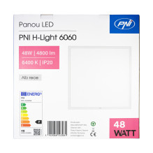PNI H-Light 6060 LED panel, 48W, 600x600mm, 4800lm, 6400K, indoor, recessed, cool white