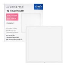 PNI H-Light 6060 LED panel, 48W, 600x600mm, 4800lm, 6400K, indoor, recessed, cool white