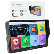 PNI L910 PRO GPS navigation system with sun visor, 9 inch, 800 MHz, 512MB DDR, 16GB internal memory, FM transmitter, bla