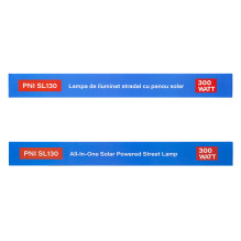 PNI SL130 300W street lighting lamp, with built-in 20W solar panel, 6500K, 2900lm, 4 x built-in 20Ah battery, microwave 