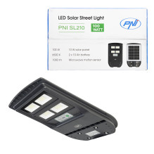 PNI SL210 100W street lighting lamp, with built-in 10W solar panel, 6500K, 1000lm, 2 x built-in 10Ah battery, microwave 