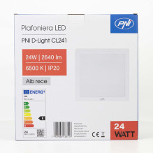PNI D-Light CL241 24W LED ceiling light, square, 6500K, 230V power supply, 2640 lm, white