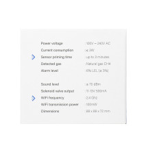 Methane gas sensor (CH4) PNI SafeHouse HS201 with WiFi, control from the Tuya Smart application, 230V power supply, voic
