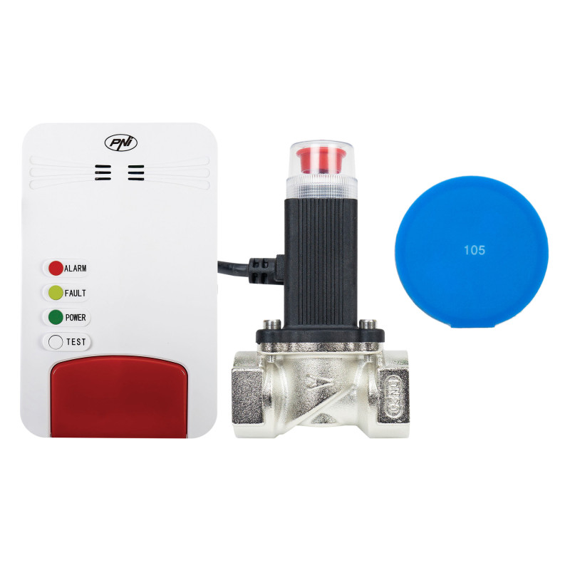 Smart gas sensor kit and solenoid valve PNI Safe House Smart Gas 300 WiFi with sound alert, Tuya Smart mobile applicatio