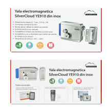 SilverCloud YE910 electromagnetic yala, 12V, stainless steel, with double hub and button, Fail Secure NO, compatible wit