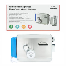 SilverCloud YE910 electromagnetic yala, 12V, stainless steel, with double hub and button, Fail Secure NO, compatible wit