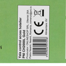 Yala hotel access control PNI CH2000L Gold with card reader on the left side