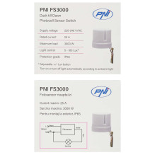 Night / day photosensor PNI FS3000 25A, 3000W, outdoor