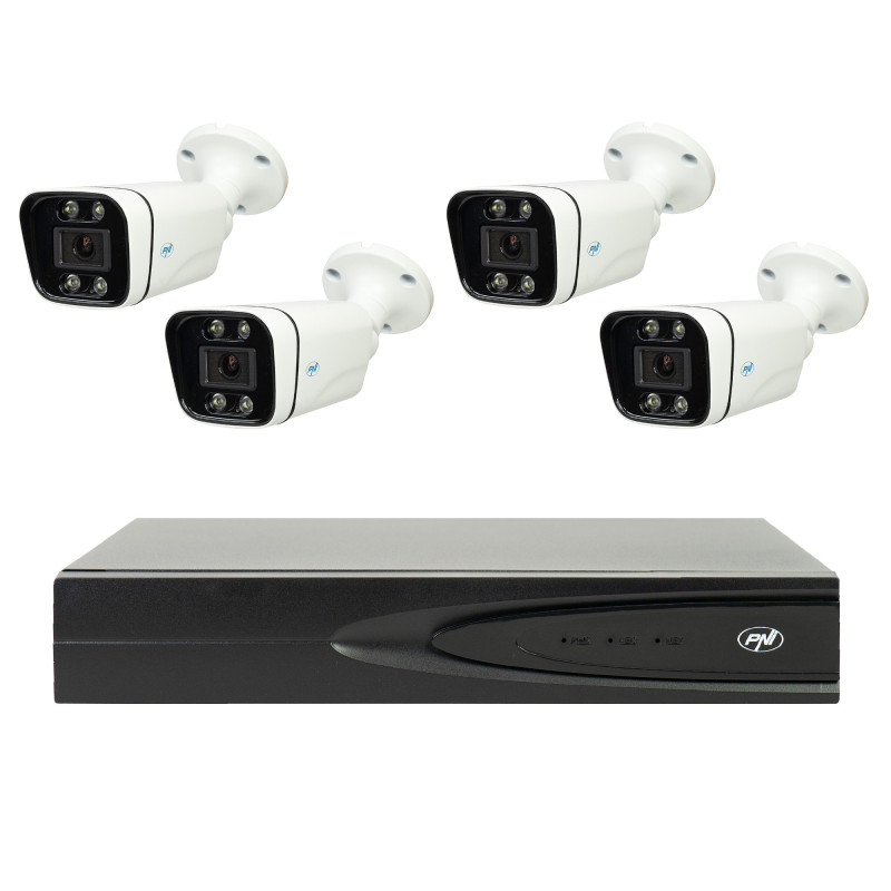 NVR POE PNI House IP810 video surveillance package, 4 PNI IP8POE cameras, 8MP and cables included