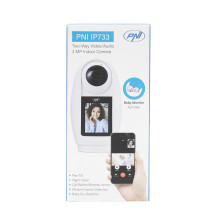 PNI IP733 3MP video surveillance camera, bidirectional audio and video, with Bluetooth SOS call button, screen, baby mon
