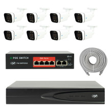 NVR POE PNI House IP810 video surveillance package, 8 PNI IP8POE cameras, POE switch and cables included