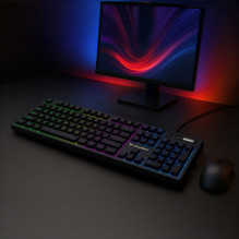 Wozinsky WKG-200 rainbow membrane gaming keyboard with scroll wheel - black