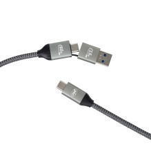 PNI CD600 USB Type-C to Type-C 60W Data &amp; Charging Cable + USB Type-C to USB-A Adapter, 1m Length