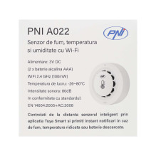 PNI SafeHouse A022 wireless temperature and humidity smoke sensor compatible with the Tuya application, sound alarm