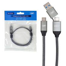 PNI CD600 USB Type-C to Type-C 60W Data & Charging Cable + USB Type-C to USB-A Adapter, 1m Length PNI CD600 USB Type-C to Type-C 60W Data & Charging Cable + USB Type-C to USB-A Adapter, 1m Length