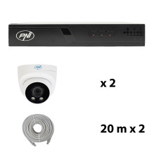 PNI House IP710J POE NVR video surveillance package, 2 PNI IP505J 5MP cameras and 2 20 meter UTP CAT6 cables included