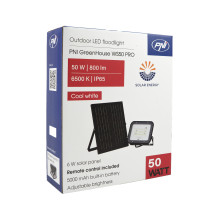 PNI GreenHouse WS50 PRO 50W LED floodlight with 6W solar panel, 5000mAh battery, 800lm, remote control, timing and adjus
