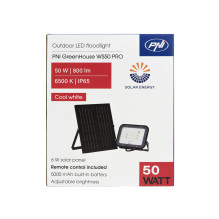 PNI GreenHouse WS50 PRO 50W LED floodlight with 6W solar panel, 5000mAh battery, 800lm, remote control, timing and adjus