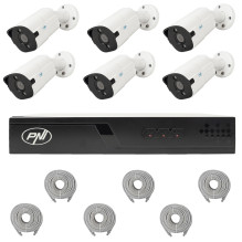 PNI House IP716J POE NVR video surveillance package, 6 PNI IP818J 8MP cameras and 6 20 meter UTP CAT6 cables included