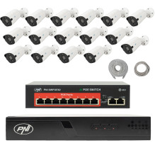 PNI House IP716J POE NVR video surveillance package, 16 PNI IP818J 8MP cameras, POE switch and UTP CAT6 meters cables in