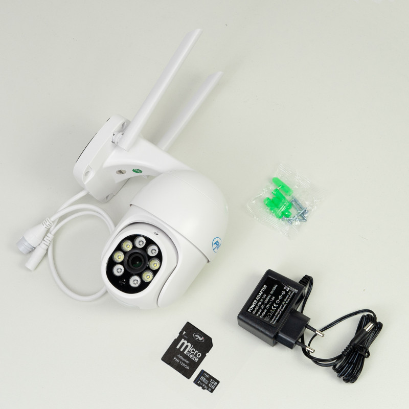 PNI IP840 wireless video surveillance camera + PNI 128GB WiFi card, PTZ, 8MP 4K, micro SD slot, stand-alone, AI function