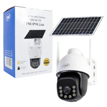PNI IP74 Live AOV Black Light 4MP GSM 4G video surveillance camera with solar panel and battery