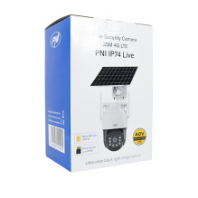 PNI IP74 Live AOV Black Light 4MP GSM 4G video surveillance camera with solar panel and battery