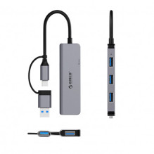„Orico Hub YSA5-U3“ USB-A / USB-C, pilkas „Orico Hub YSA5-U3“ USB-A / USB-C, pilkas