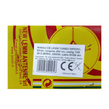 CB LEMM TURBO IMPERO antenna, Silver, length 200 cm, gain 7dB, 26.5-28Mhz, 2500W, RG58 4m cable, made in Italy