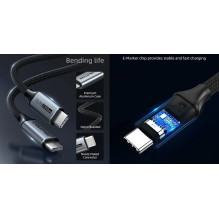 Premium kabelis USB3.1, USB-C - USB-C, 20Gbps, 100W, 20V / 5A, 4K / 60HZ, 2m