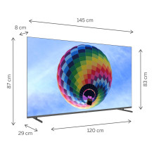 Televizorius, THOMSON, 65 col., 4K / Smart, QLED, 3840x2160, belaidis LAN, Bluetooth, Google TV, tamsiai pilka, 65QG4S14