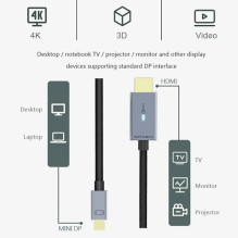 Premium Kabelis Mini DisplayPort - Hdmi, 4k / 30hz, 1m