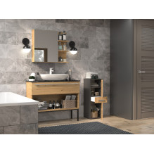 Topeshop NEL V DDS ANT / ART bathroom storage cabinet Graphite, Oak