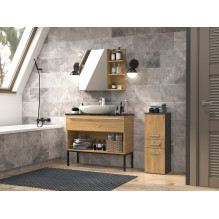 Topeshop NEL V DDS ANT / ART bathroom storage cabinet Graphite, Oak