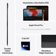 Apple iPad 11 colių Pro Wi-Fi + Cellular 256 GB su standartiniu stiklu – kosminė juoda