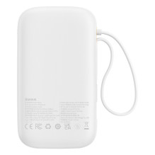 Baseus Qpow2 20000mAh 22.5W Powerbank with Dual Cable with Digital Display + Baseus Simple USB-C 3A Cable 0.3m (White) -