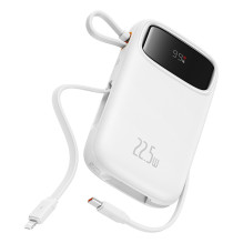 Baseus Qpow2 20000mAh 22.5W Powerbank with Dual Cable with Digital Display + Baseus Simple USB-C 3A Cable 0.3m (White) -